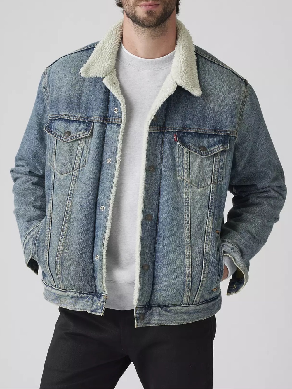 Men’s Levi’s Type III Sherpa Denim Jean Trucker Jacket Size L